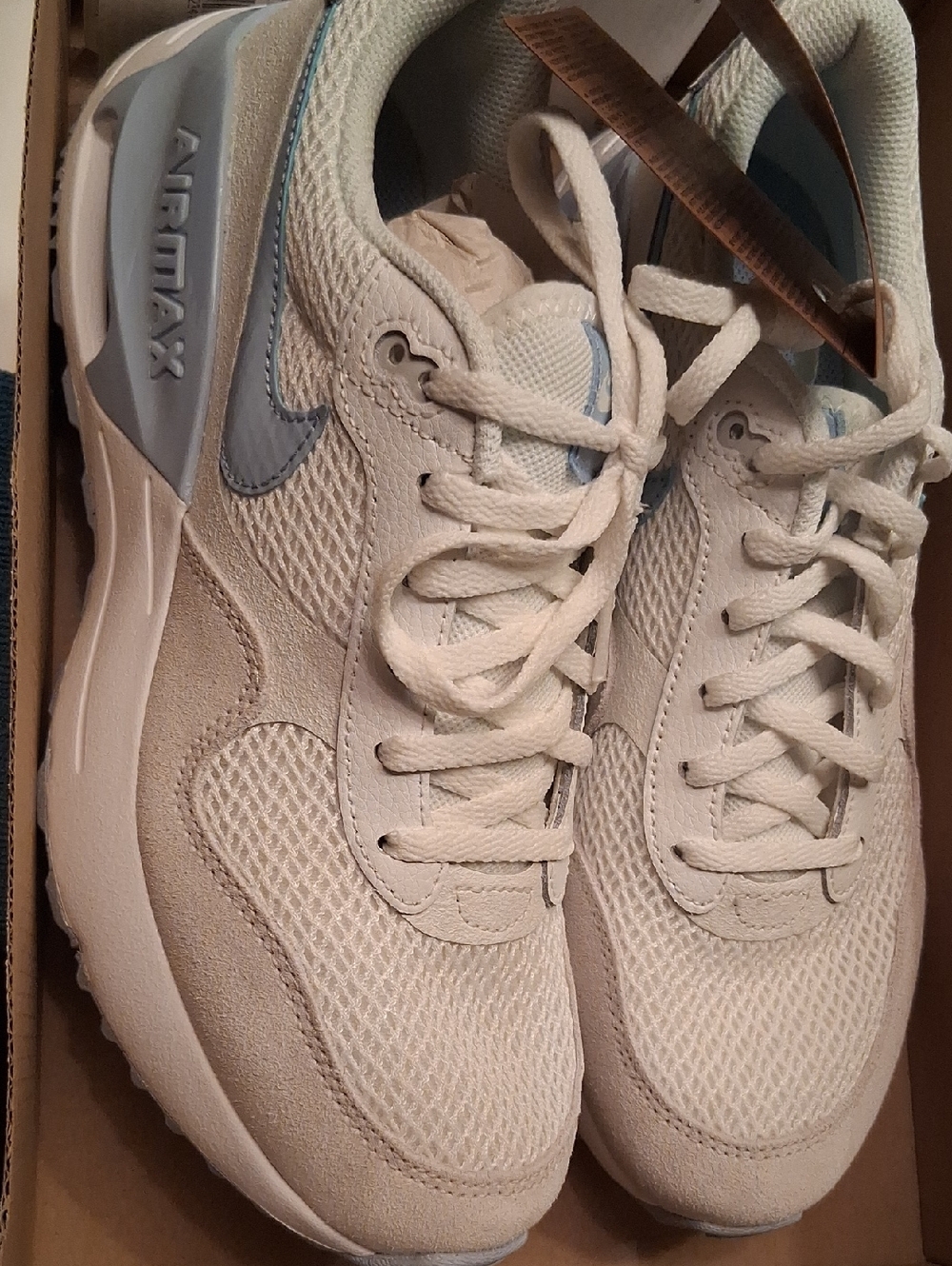 Nike Air Max Systm (Gs) in White and Light Blue 7y